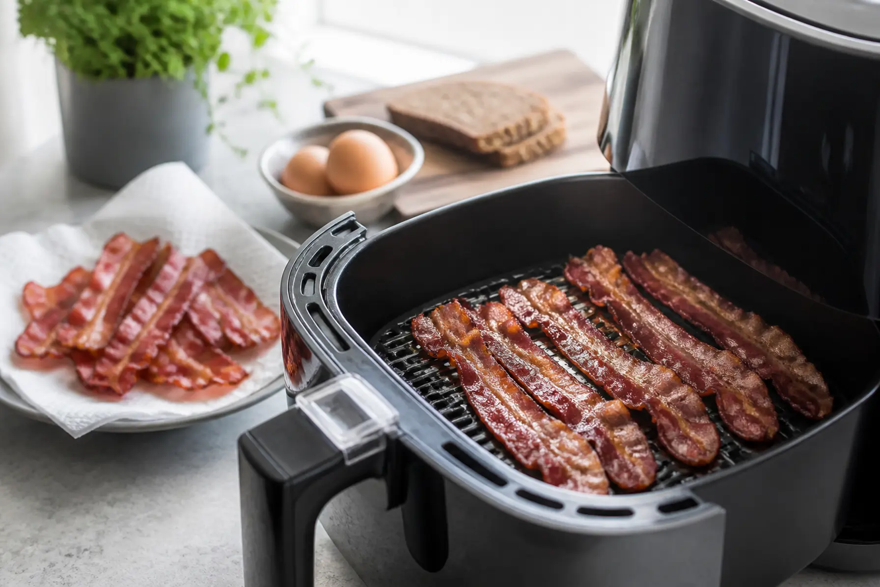 Bacon i airfryer – sprødt på få minutter