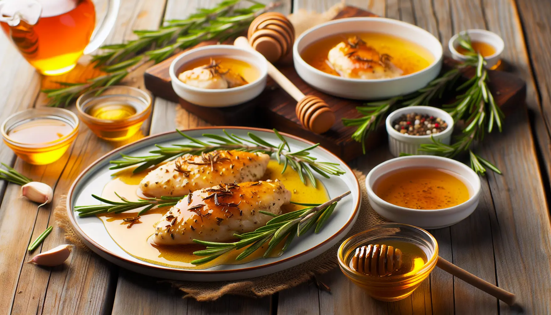 Bagte kyllingefileter med honning og rosmarin