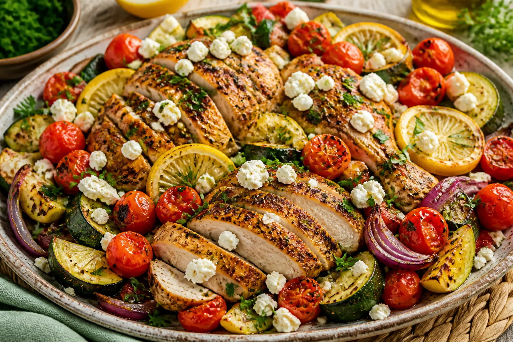Citronkylling med squash og cherrytomater