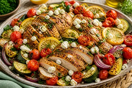 Citronkylling med squash og cherrytomater