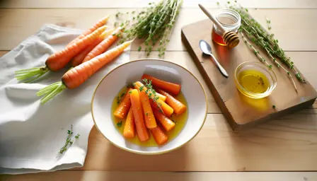 Honningglasrede gulerødder med timian i airfryer