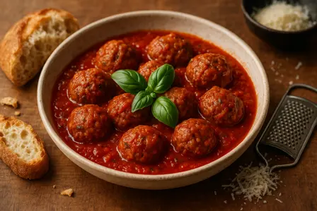 Italienske kødboller i aromatisk tomatsauce