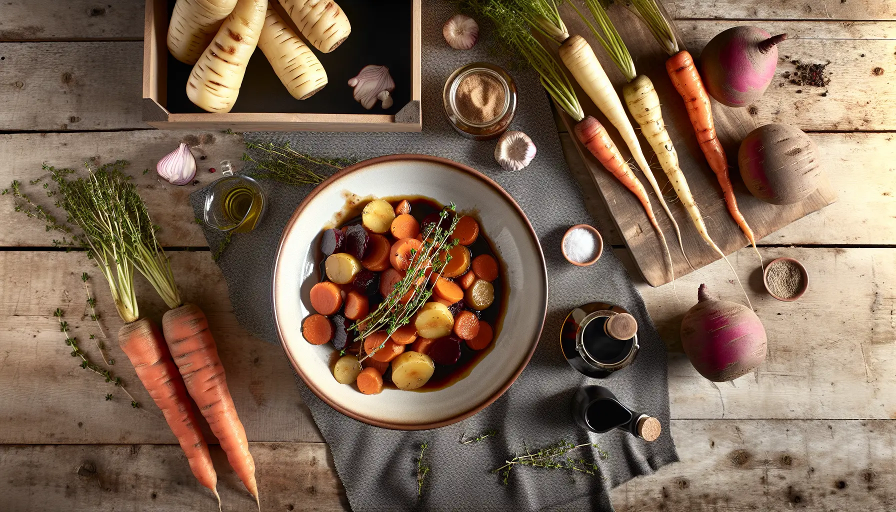 Karamelliserede balsamico-glaserede rodfrugter i airfryer
