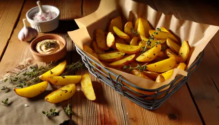 Krydrede kartoffelbåde med timian og hvidløg i airfryer