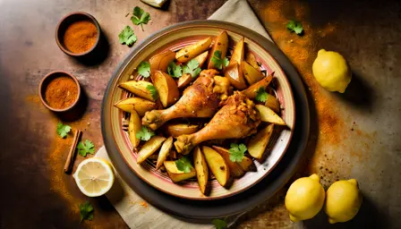Krydret marokkanske kyllingelår med citronkartofler i airfryer
