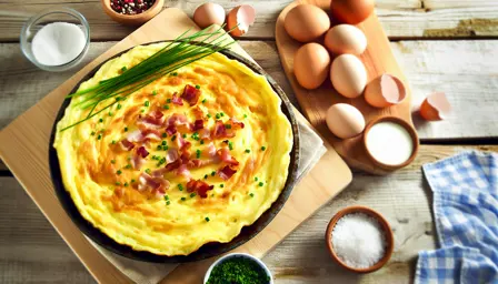 Lun og Luftig Æggekage med Sprødstegt Bacon