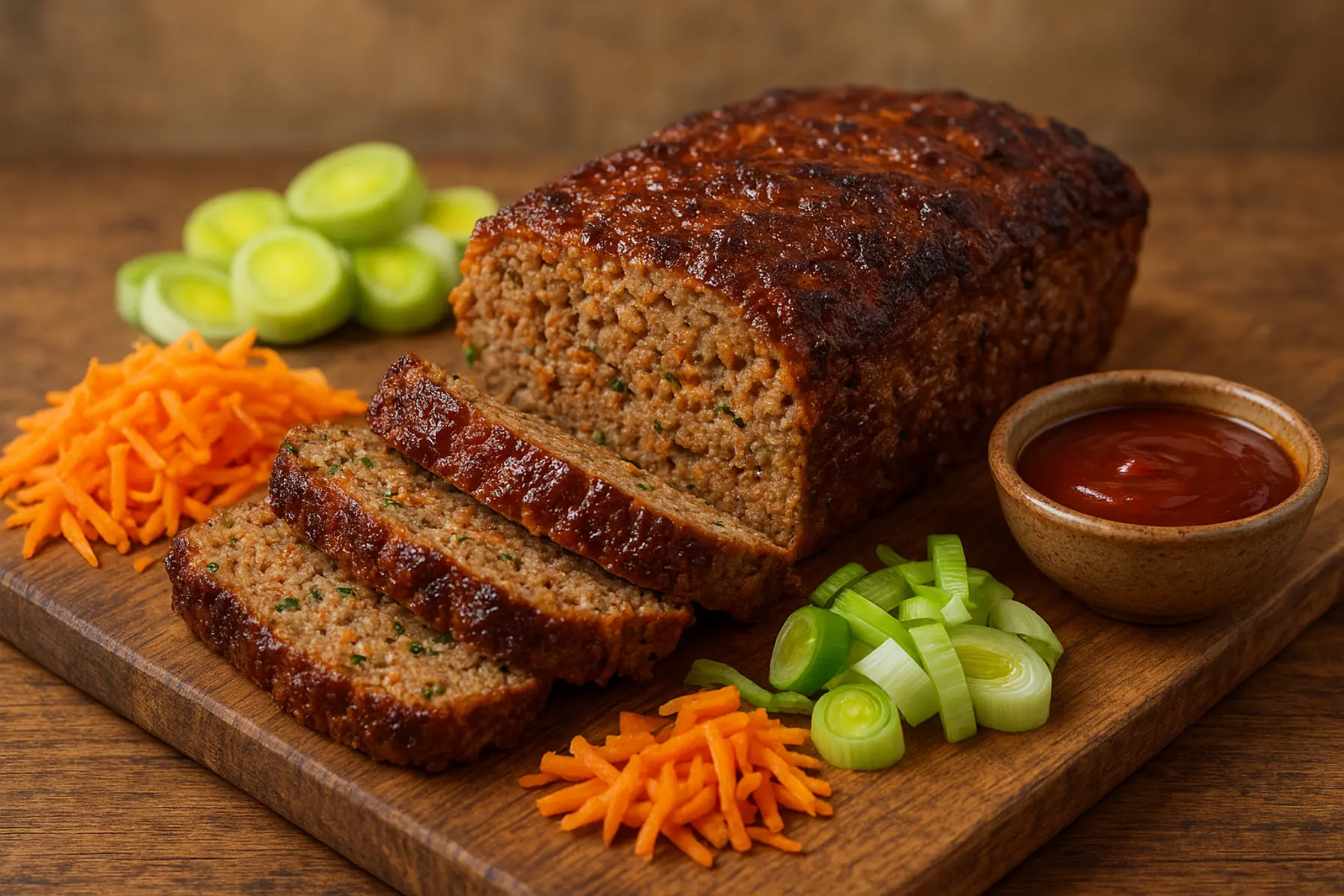 Mørt farsbrød med gulerødder og porre