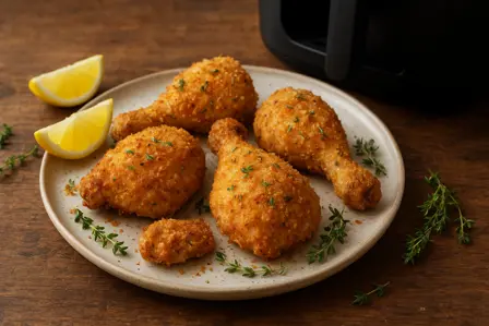 Panerede kyllingelår med citron og timian