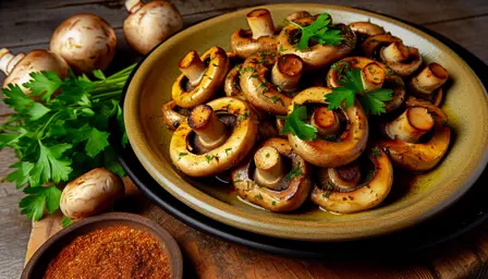 Saftige grillede champignoner i airfryer