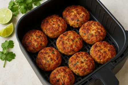 Saftige kyllingefrikadeller i airfryer