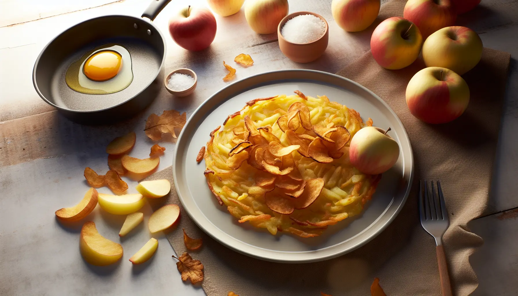 Sprøde kartoffelrøsti med æblechips
