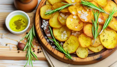 Sprøde kartoffelskiver med rosmarin og havsalt i airfryer