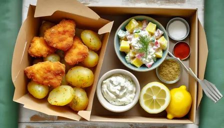 Sprøde kyllingenuggets med cremet grov kartoffelsalat