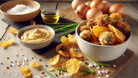 Sprøde Luftige Frikadellechips med Sennepsdip