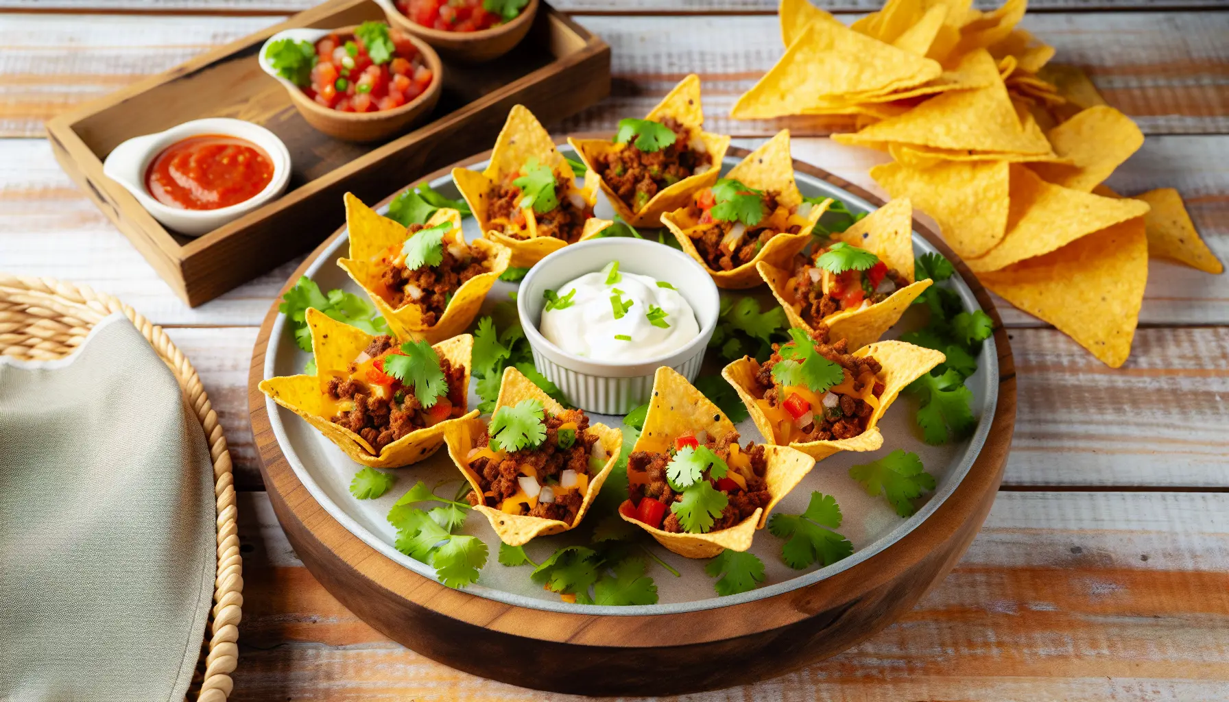 Sprøde Nacho Cups med Krydret Fyld