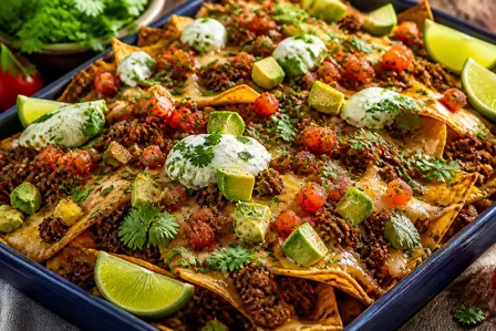 Sprøde nachos med oksekød og salsa
