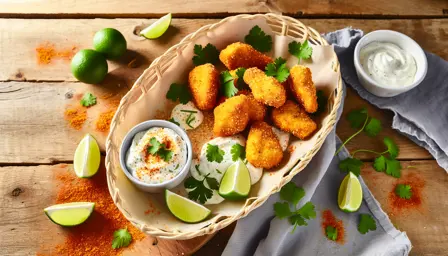 Sprøde Pikante Kyllingenuggets med Crema Dip