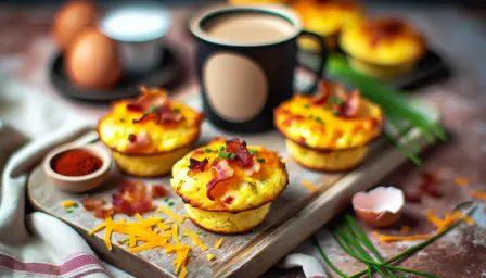 Luftige Æggemuffins med Sprød Bacon i Airfryer